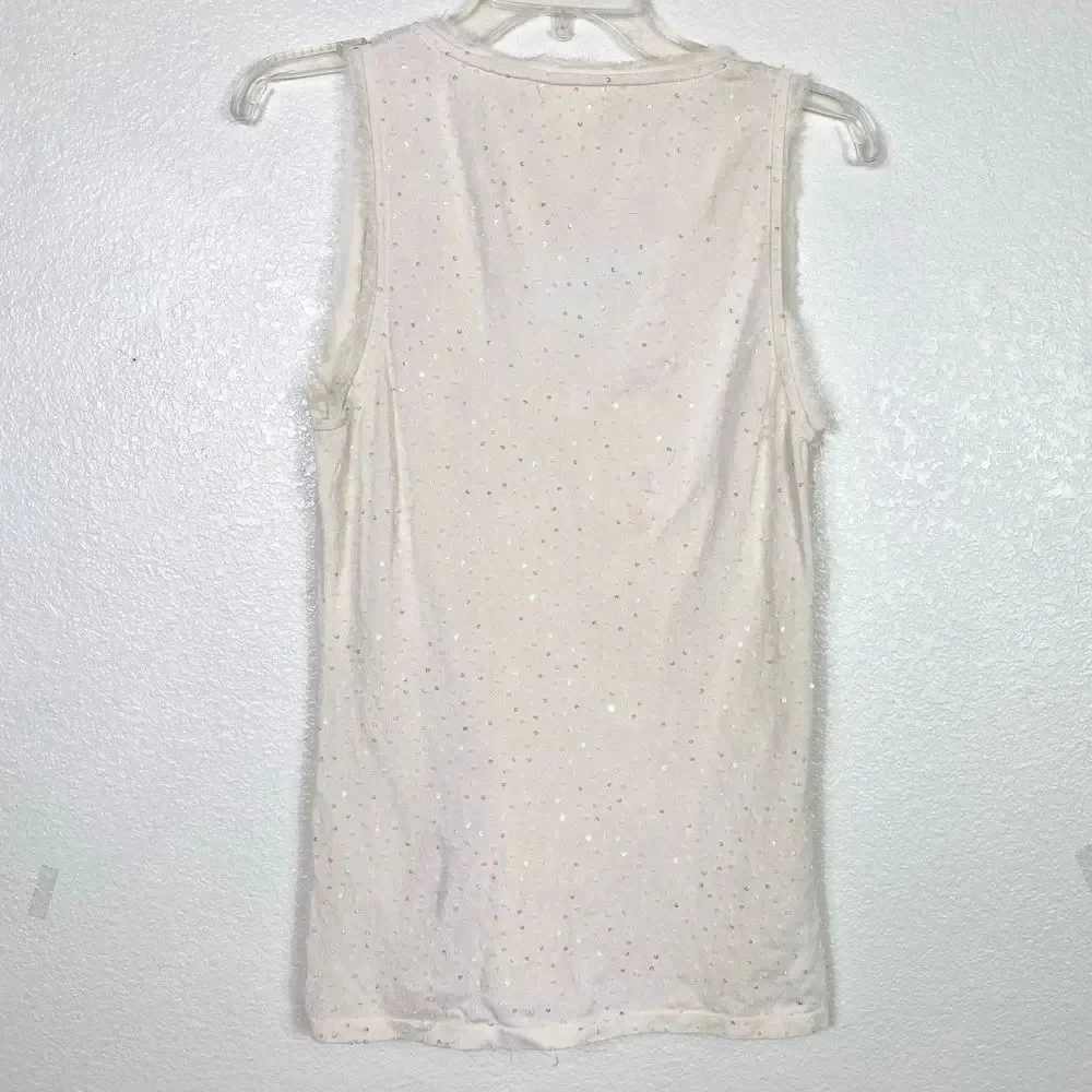 Votrenoil Ivory Beaded Embellished Sleeveless Blouse Tank Top